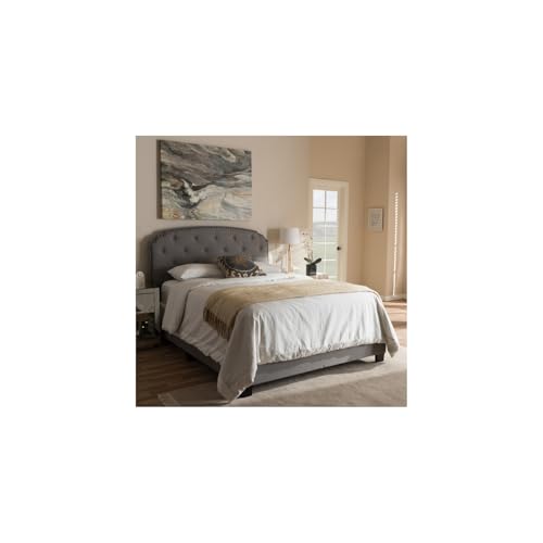 Light Grey Upholstered Bed - Elegant Tufted Bed with Solid Wood Frame