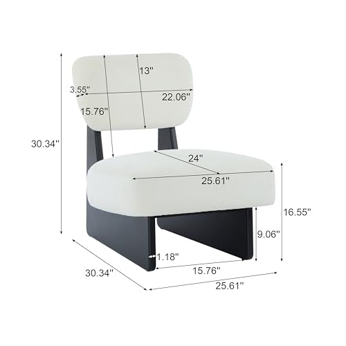 Christopher Knight Home Mores Low Profile Accent Chair Set of 2, Modern Living Room Armless Lounge Chair, Fabric Comfy Reading Chair for Bedroom, Wooden Frame and Thick Padded Seat, Black+White - color: Black+white N