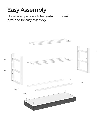 SONGMICS Shoe Bench, Storage Bench, Entryway Bench with Cushion | Shoe Shelf with Seat, Space-Saving, Modern Style, 31.9"W, Dark Gray and Cloud White ULBS057W01 - color: Dark Gray + Cloud White, size: 31.9"W