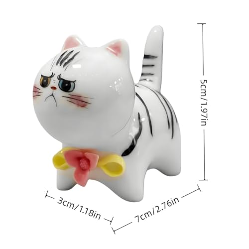Handmade Ceramic Cat Figurine, Cute Lucky Healing Cat Themed Decorative for Cat Lovers, Ideal for Desk, Bookshelf, Nightstand & Home Decor, for Mother’s Day, Easter, Birthday, Men & Women - color: Style C - Handmade Ceramic Cat Figurine