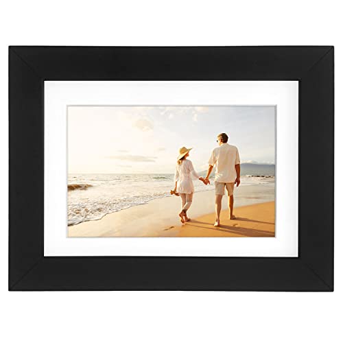 Americanflat 5x7 Picture Frame with Shatter-Resistant Glass - Set of 2 - Use as 4x6 Frame with Mat or Display 5x7 Photo Without Mat - Signature Collection - Picture Frames for Tabletop or Wall - Black | Engineered Wood construction, Shatter-resistant glas
