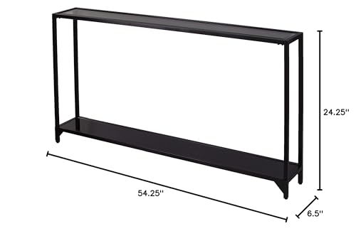 SEI Furniture Bergen Narrow Metal Console Table, Dining Room With Open Concept Living Space Glam Style Powder-Coated Iron, Black - color: Black