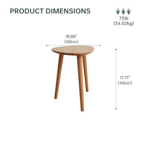 Small Oval Coffee Table, 19.7" Mid Century Modern End Table for Living Room, 100% Solid Oak Wood Center Table, Side Table (Original Wood Color, 19.68" Wx13.38 Dx17.71 H) - color: Original Wood Color, size: Small - 1 Piece