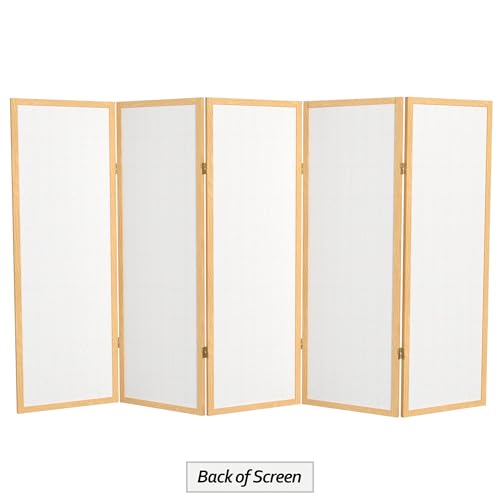 4 ft. Short Window Pane Shoji Screen - Natural - 5 Panels - color: Natural, size: 5 Panels