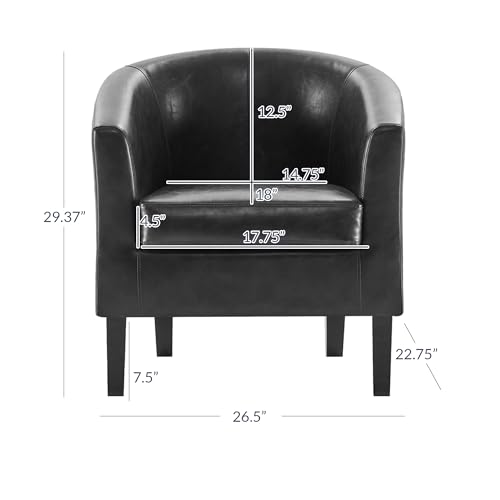 BELLEZE Accent Barrel Chair, Club Tub Sofa Corner Chair with Flared Legs and Cozy Soft Padding for Living Room Bedroom Waiting Room - Black - color: Black, style: Barrel Chair