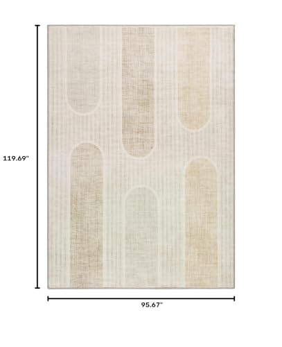 Haven Modern Arches Machine Washable Area Rug with AirFlo Technology for Easy Clean, Ultra-Soft Pile, Built-in Rug Pad with Non-Slip Backing, Pet, Family & Allergy Friendly Rug, Beige, 8'x10' - color: Beige Arches, size: 7'11" x 9'11" (Rectangular)