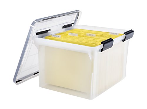 IRIS USA WeatherPro File Box Organizer, Letter/Legal, 32 Qt. Clear | Protect files and paperwork with a durable design featuring secure closure and convenient organization - style: WeatherPro - 1 Pack