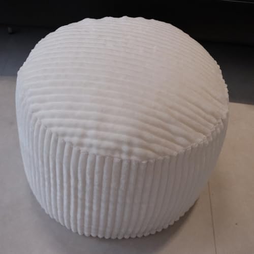 Unstuffed Pouf Ottoman Cover Round Floor Foot Rest for Couch Footstool | Ottomans Cover, Storage Pouf, Soft Touch, Large, Fluffy, Floor Poufs with storage, for living room, Bedroom, dorm