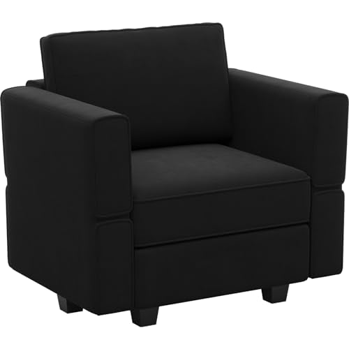 Belffin Modular Sectional Arm Accent Chair with Storage Seat Velvet Armchair Single Sofa Club Chair Black - color: Black, size: Armchair