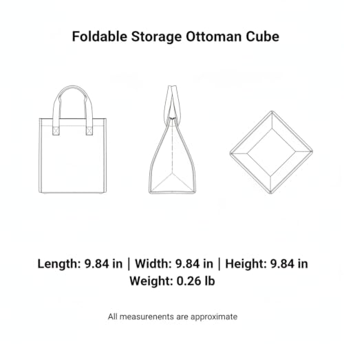 9.84-Inch Foldable Storage Ottoman Cube, Compact Polyester Seat with Hidden Compartment for Entryway and Living Room