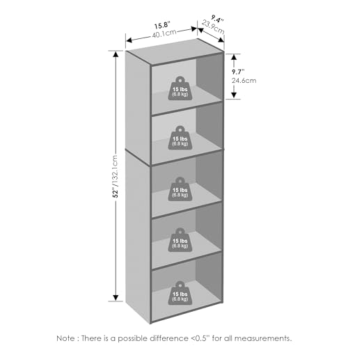 Furinno Reed Closet Organizers and Storage, 5-Tier Closet Organizer, Open Shelf Closet Storage, for Wardrobe, Bedroom, Living Room, White - color: White, size: 5-Tier, 15.8"W