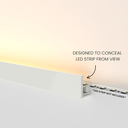 The 16.4FT/5M Modular Channel Assembly Kit for The Concealment of LED Strip Lighting Surface Mounted Cove Light Wall Washer Lighting Decor (Covers 16 ft / 5 m) - size: Covers 16 ft