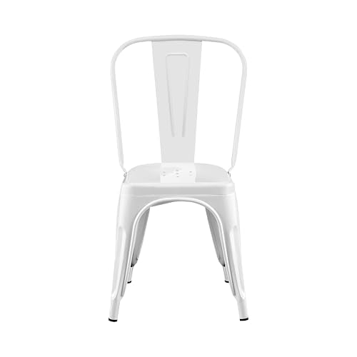 Metal Dining Chairs Set of 2,Arctic White Color | Iron Stackable Industrial Tolix Style Farmhouse Kitchen Cafe - color: Arctic White