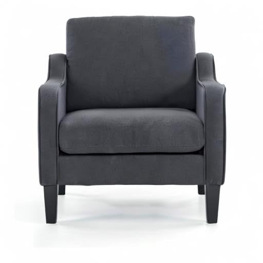 VINGLI Accent Chairs for Living Room Chairs Mid Century Modern Chair Sofa Chair Upholstered Arm Chair with Scooped Arms for Bedroom, Apartment, Office, Studio, Waiting Room, Play Room - color: Dark Grey
