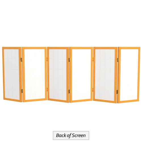 2 ft. Short Desktop Window Pane Shoji Screen - Honey - 6 Panels - color: Honey, size: 6 Panel