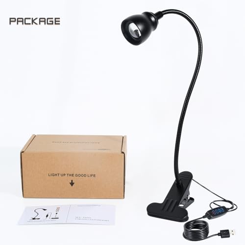 Zoomable Clip on Light, Clamp Reading Light for Dorm Bed Headboard, Dimmable Spotlight with 3 Color Temperature Options, 10 Dimmable Brightness Levels, Adjustable Beam Angle - color: Black