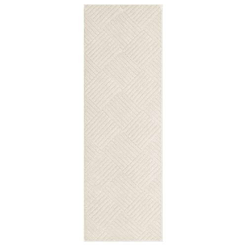 2x6 Bedroom Runner, Soft Beige Geometric Fluffy Hallway Mat | Washable Modern Hall Floor Rug, Non Slip Shaggy Boho Indoor Accent Kitchen Throw Carpet for Laundry, Entyway and Bathroom - size: 2' x 6' (Runner)