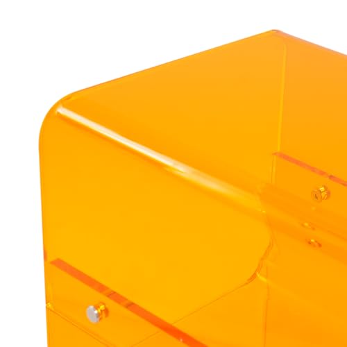 3-Tier Narrow Acrylic Side Table, Narrow End Table for Small Spaces, Side Table for Bedroom, Slim Small End Table (Orange)