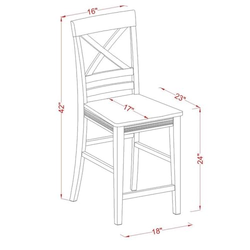 East West Furniture JAQU3-MAH-W 3 Piece Counter Height Pub Set for Small Spaces Contains a Round Dining Room Table with Pedestal and 2 Kitchen Chairs, 36x36 Inch, Mahogany - color: Jaqu3-mah-w