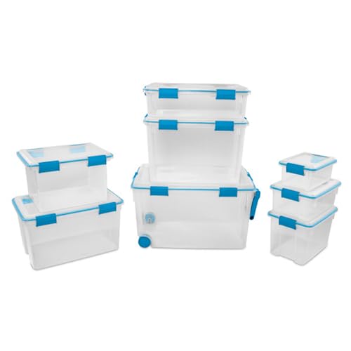 Sterilite 12-Pack Gasket Box, Weather-Resistant Storage Bins with Latching Lids, 54 Quart - Heavy-Duty Organizing Containers for Closet, Bathroom, and Office - size: 54 Quart, style: 12 Pack