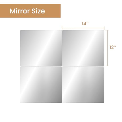 Glass Full Length Wall Mirror Tiles,14x12 inch-4PCS | Frameless Body Tiles for Bedroom,Home Gym,Door - color: 4 Pcs, size: 14x12 Inch