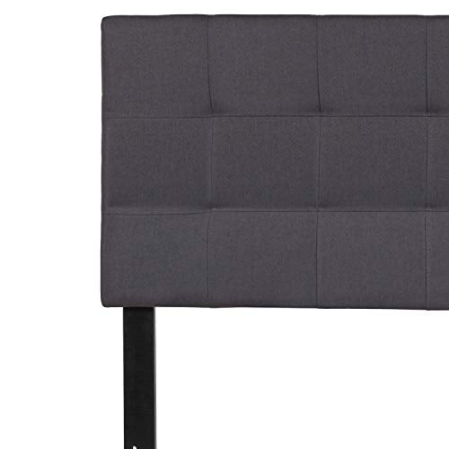 Quilted Tufted Upholstered Full Size Headboard in Dark Gray Fabric - color: Dark Gray, size: Full