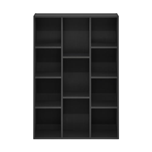 Furinno LUDER Book Shelf, 11-Cube Bookshelf, Reversible Bookcase, 9.4 x 29.1 x 41.7, Easy Assembly, for Living Room, Bedroom, Home Office, Blackwood - color: Blackwood, size: 11-Cube