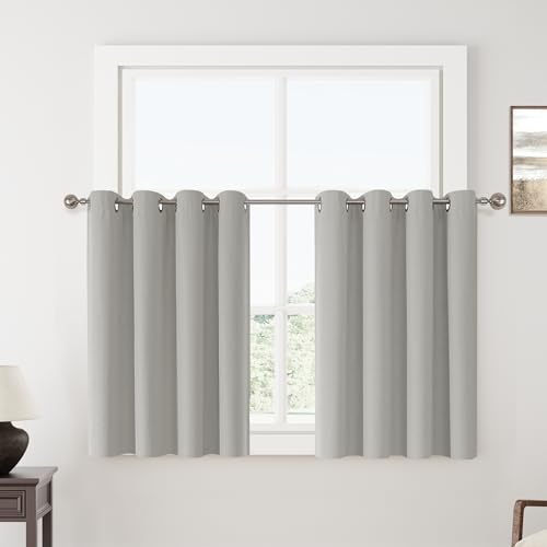 ChrisDowa Light Grey Blackout Curtains 45 Inches Long 2 Panels for Bedroom | Room Darkening,Light Blocking,Thermal Insulated,Faux Linen,Farmhouse,Grommet,Window Treatment,Drapes,Living Room,52x45 - color: Light Grey, size: 52"W x 45"L (Pack of 2)