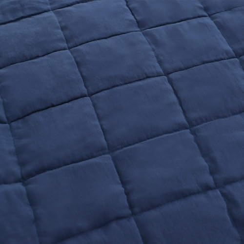 EMME Quilts Queen Size Bedding Sets Navy Blue Bedspread, Soft Lightweight Pre-Washed Bed Set, 3 Piece Cozy Reversible Microfiber Bed Coverlet with Pillow Sham(Square Pattern,90"x90") - color: 01-navy (Squares Pattern), size: Full/Queen(90" x 90")