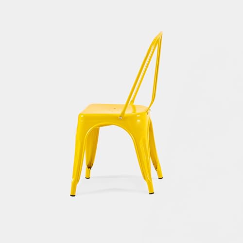 AC Pacific 18 Inch Seat Height Industrial Metal Dining Chairs, Stackable Kitchen or Bar Seat, Durable Modern Design, Versatile Accent Furniture, Set of 4, Yellow - color: Yellow, size: Set of 4