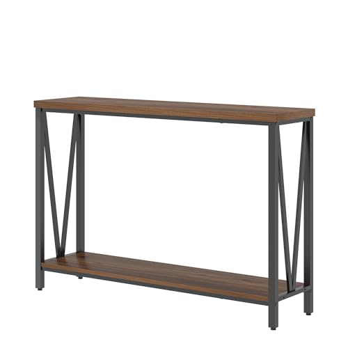 Entryway Table, Narrow Console Table, Modern Sofa Table for Living Room, Hallway, Behind Couch (Rustic Walnut) - color: Walnut
