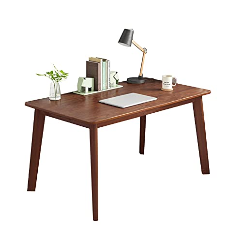 IOTXY Simple Wooden Writing Desk - Modern Minimalist Style PC Laptop Computer Workbench with Solid Wood Legs, 39" W Home Office Work Table for TV Stand Music Video Live Broadcast Workstation, Walnut | Nordic Minimalist Style, MDF Tabletop, Solid Wood Legs