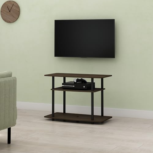 Arau TV Stand for up to 32 inch TV, Entertainment Center with Open Shelves, Easy Assembly, for Living Room, Cocoa/Black - color: Cocoa/Black