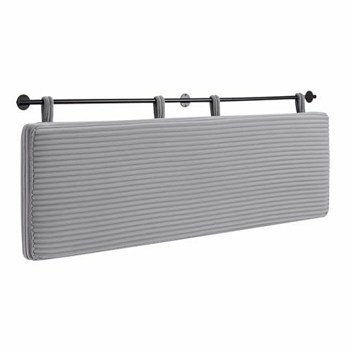 Queen Headboard Only, Wall Mounted Hanging Upholstered Bed Head Board | Modern Vertical Channel Design of Fine Flannel, Elegant Grey Fluted Headboard for Bedroom (Grey, Queen Size) - color: Flannel/Light Grey, size: Queen