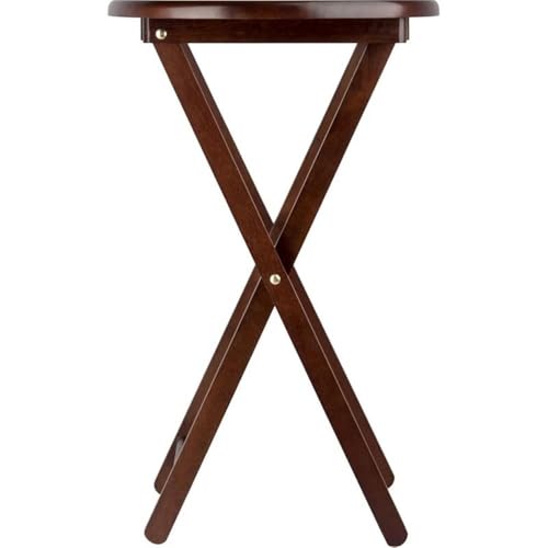 Pemberly Row 5-Piece Solid Wood Snack Table Set, Oval Shape, Cappuccino Finish, Includes Storage Stand, Portable Folding Tables for Living Room or Home Office