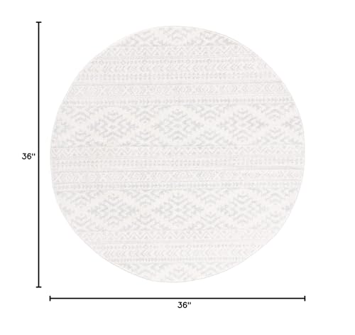 SAFAVIEH Tulum Collection Area Rug - 3' Round, Ivory & Light Grey, Moroccan Boho Tribal Design, Non-Shedding & Easy to Clean, Ideal for Entryway, Foyer, Accent Space, Bedroom (TUL272G) - color: Ivory/Light Grey, size: 3' (Round)
