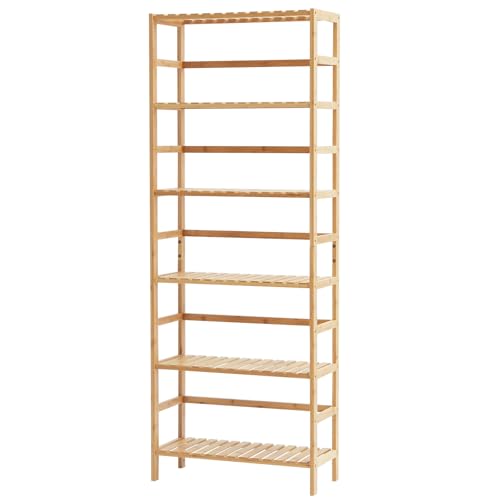 VEVOR 6-Tier Bamboo Shelf, Open Wood Bookshelf, Display Storage Rack Organizer, Freestanding Flower Plant Stand, Multifunctional Bamboo Bookshelf Ideal for Bathroom, Bedroom, Office, Study, Natural - style: 6-Tier