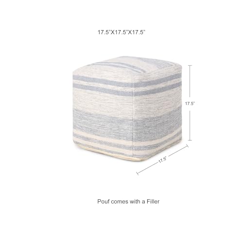 · REDEARTH · Pouf with Filler Cube Bean Bag Pouffe - Melange Delight Gray | 100% Cotton; 17.5"x17.5"x17.5"; Storage Cube, Doubles as Footrest; Boho Decor for Living Room, Bedroom, Nursery, Kidsroom - color: Melange Delight Gray With Filler