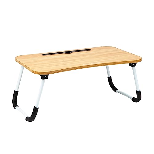 Mind Reader Lap Desk Laptop Stand with Folding Legs, Portable Bed Tray Table for Laptop, Breakfast, Reading, Crafts, MDF, Beige - color: Beige