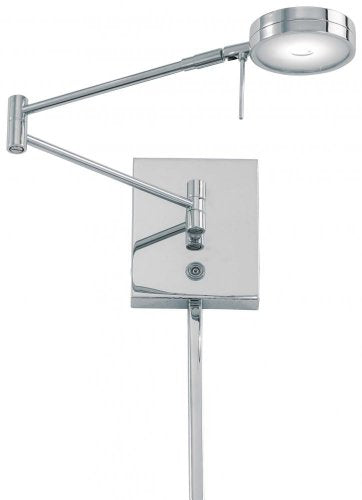 GEORGE KOVACS P4308-077 George's Reading Room LED Swing Arm Wall Lamp, 1-Light, 8 Total Watts, 6.25-in H x 13.75-in W, Chrome - color: Chrome