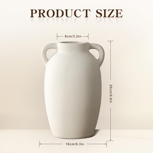 White Ceramic Vase-Boho Decorative Vase,Terracotta Tall Vases Decorative Pottery are Suitable for Decorating Living Rooms,Kitchens,and Bedrooms. - color: White
