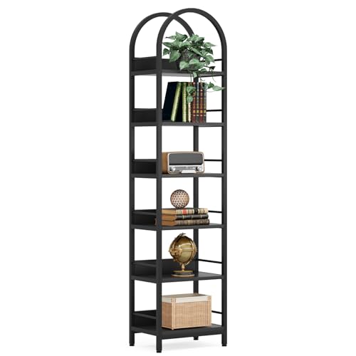 Tribesigns 78.7" Tall Bookcase, 6-Tier Slim Bookshelf, Narrow Book Shelf with Metal Frame, Industrial Bookcase for Living Room, Study, Bedroom, Black - color: Black
