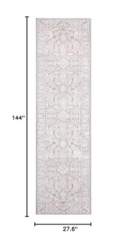 SAFAVIEH Reflection Collection Runner Rug - 2'3" x 12', Light Grey & Cream, Non-Shedding & Easy Cleaning, Ideal for Living Room, Bedroom (RFT665C) - color: Light Grey/Cream, size: 2'3" x 12' (Runner)
