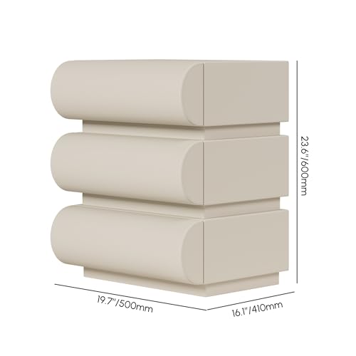 homary Smart Nightstand with Wireless Charging, USB & Type-C Ports – Modern White Leather Night Stand with 3 Drawers, Bedside Table for Bedroom - size: 3 Drawers