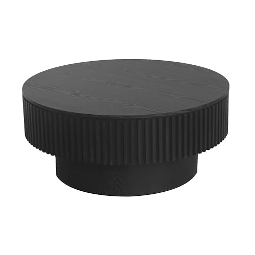 JUSTONE 31.5" Round Coffee Table,Farmhouse Wood Coffee Table with Storage for LivingRoom,Apartment,Office,Black - color: 31.5'' - Black-6