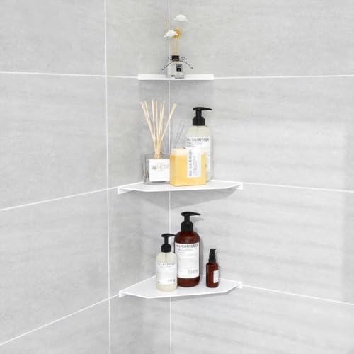 6 Inch White Floating Corner Shelf Wall Mounted, Triangle Decorative Shelf for Home, Bathroom, Phone & Small Items - color: White, size: 6 inch corner shelves
