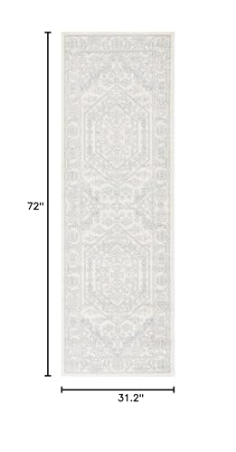 SAFAVIEH Adirondack Collection Runner Rug - 2'6" x 6', Ivory & Slate, Oriental Medallion Design, Non-Shedding & Easy to Clean, Ideal for Ideal for Hallway, Foyer, Kitchen, Entryway, Bedroom (ADR108S) - color: Ivory/Slate, size: 2'6" x 6' (Runner)