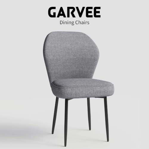 Garvee Linen Dining Chairs Set of 2, Modern Fabric Upholstered Kitchen Side Chairs with Metal Pegs, Grey - color: Grey, size: Set of 2