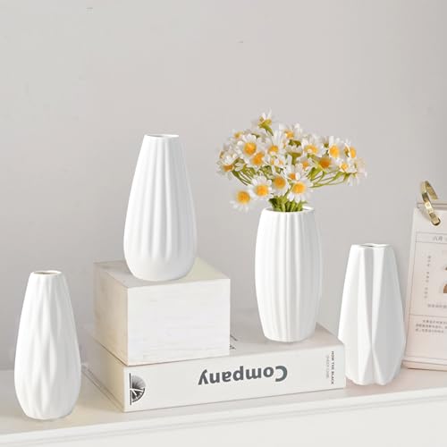 5'' White Ceramic Bud Vases Set of 20,Small Vases in Bulk for Flowers,Mini Vases for Centerpieces,Modern for Floral and Pampas Grass,Boho for Wedding,Party,Table Home Decor - color: 20pcs-01