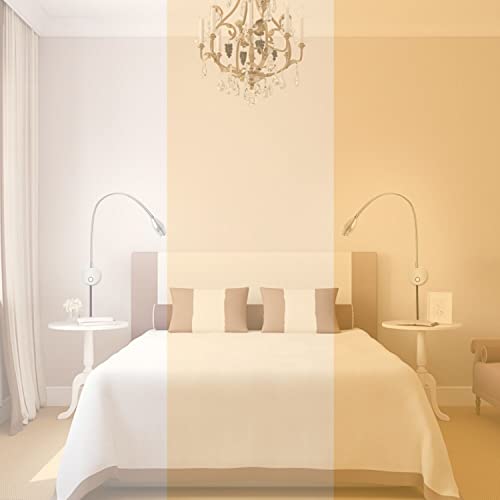 Adust Reading Lights for Books in Bed, Bedside Reading Lamp, 3W LED Dimmable Wall Mount Lamp, Adjustable Colour - size: 1 pack